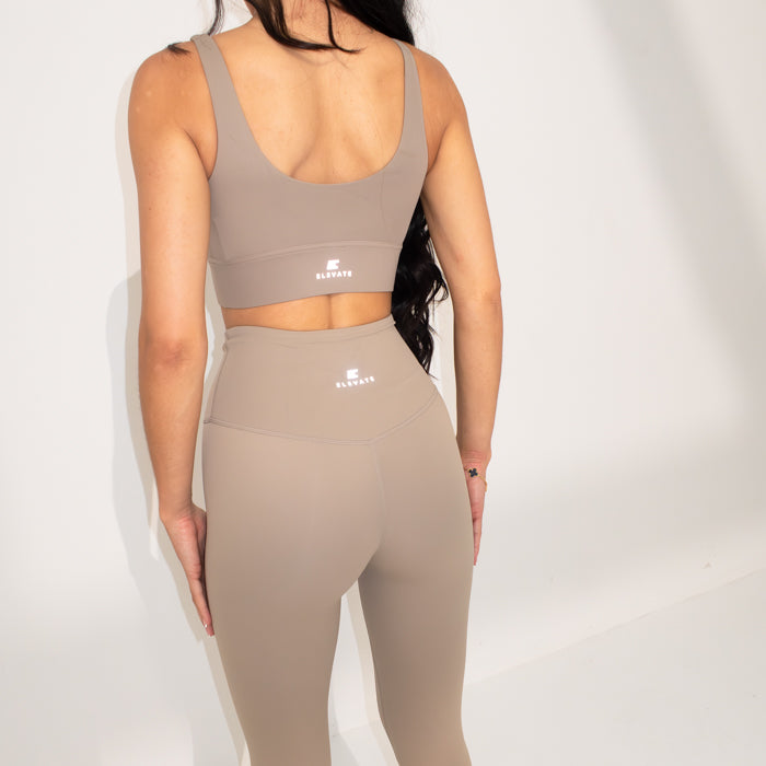 Womens Beige Activewear Set | Top & Leggings