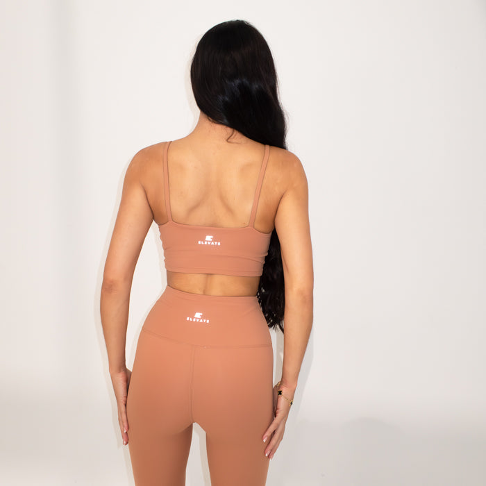 Womens Deep Peach Activewear Set | Leggings & Top