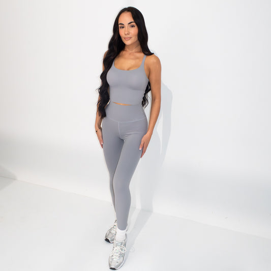 Womens Marl Grey Activewear Set | Leggings & Top